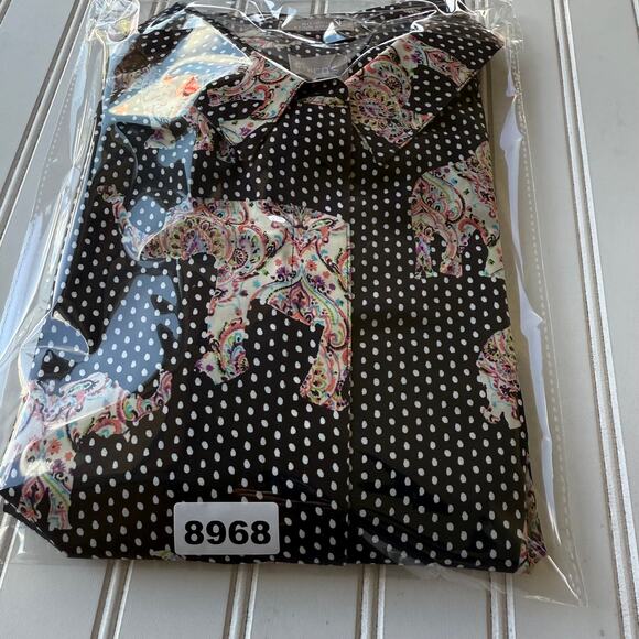 Chico's No-Iron Cotton Stain Shield Elephant-Polkadot Print Shirt size XL - Picture 9 of 9